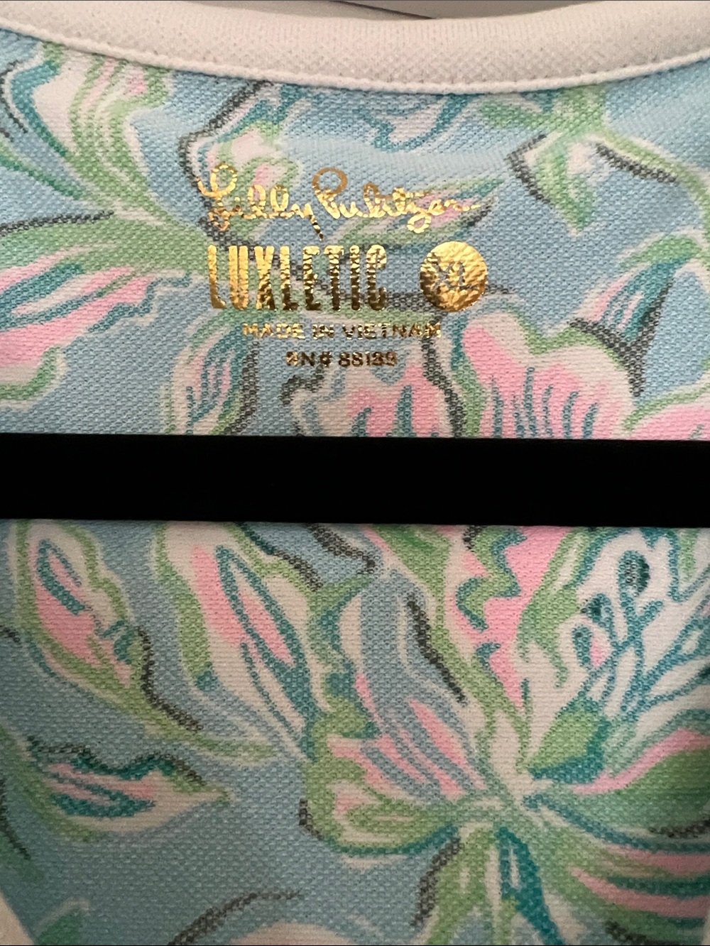 Lilly Pulitzer Turquoise Floral Sleeveless Polo Tank with White Collar - Picture 2 of 4